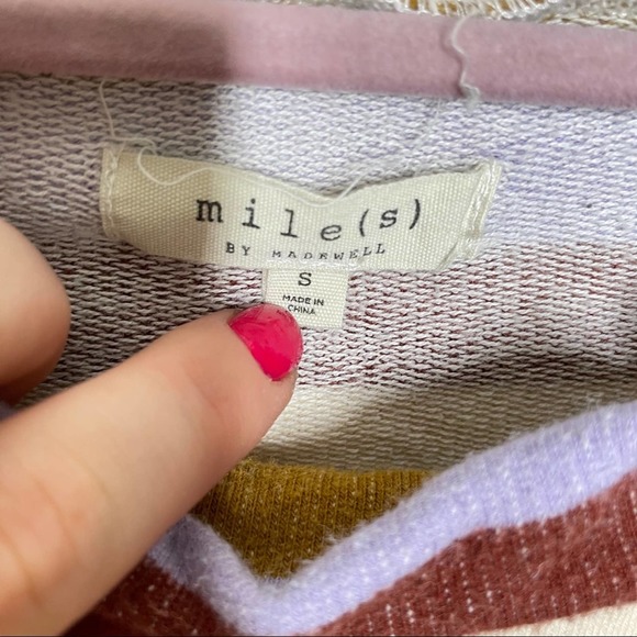 MADEWELL Mockneck Bubble-Sleeve Sweatshirt in Stripe {Z53} - Picture 5 of 7